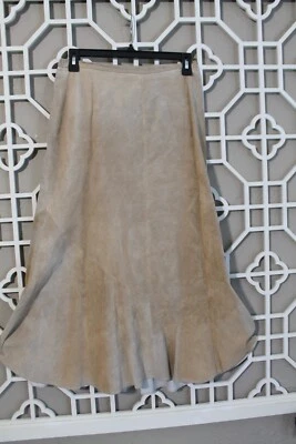 Falda Chico's Mujer 0 Beige Cuero Cremallera Negocios Trabajo Trompeta Larga 28x33 Foto 1 de 4