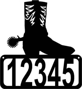 Cowboy Boot & Spur House Address Sign - Made in USA - Picture 1 of 1