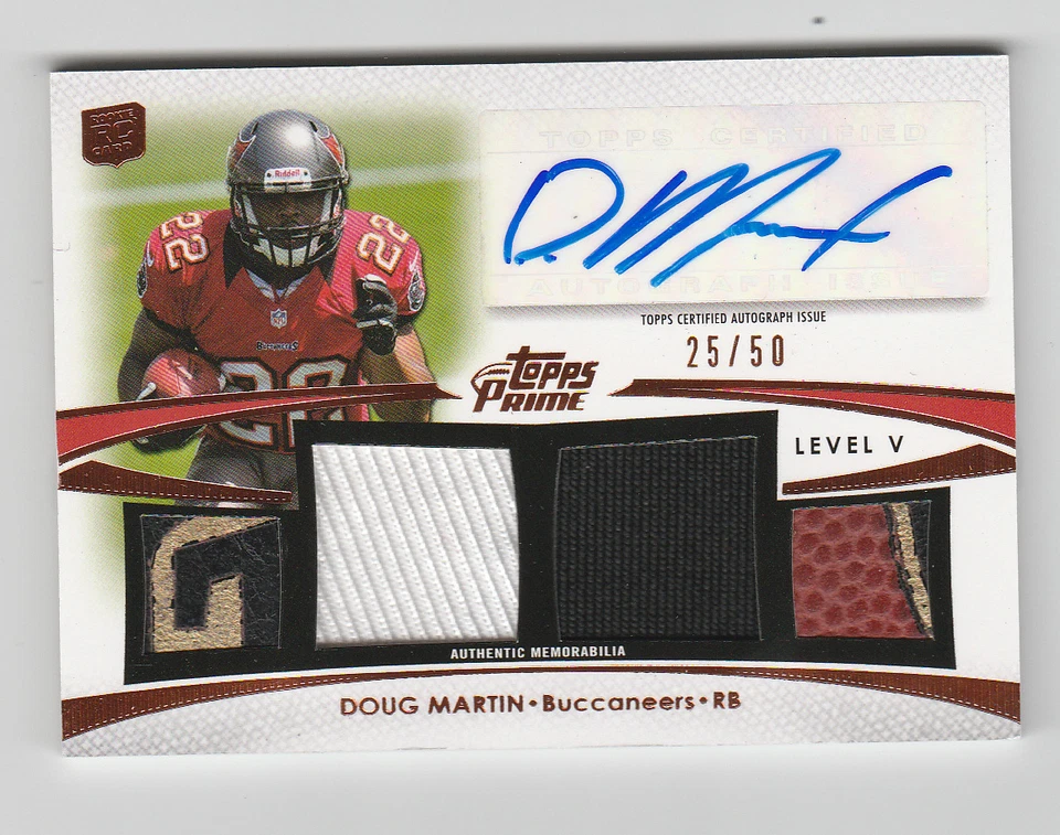 2012 TOPPS PRIME DOUG MARTIN QUAD RELIC AUTOGRAPH 25/50 - Image 1 of 1