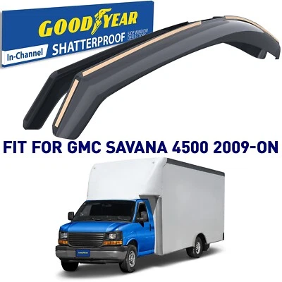 Deflectores de ventana lateral protectores de lluvia para GMC Savana 4500 2009-2025 IMPERMEABLES Foto 1 de 4