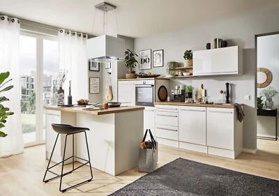 Küche Inselküche Küchenzeile Induktion Weiß Gabriel 290 cm Respekta - Bild 1 von 4