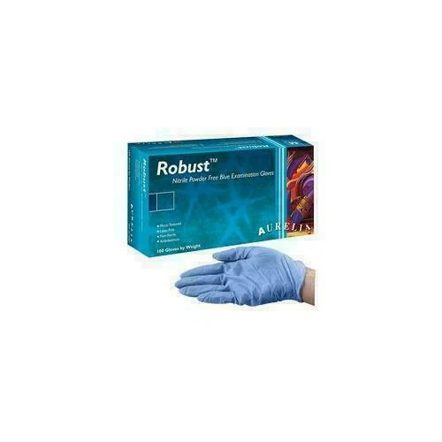 Aurelia Robust Latex Examination Gloves, 100 Pieces - Blue, Size M (93897)