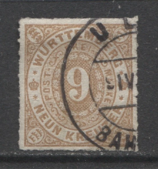 Germany States 1869 WURTTEMBERG  9 Kreuzer  numeral issue used, $ 60.00 signed - Image 1 of 1