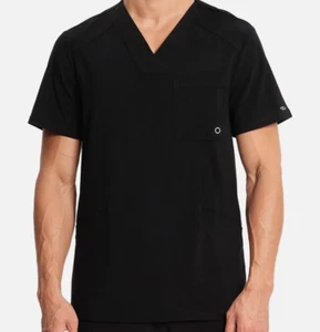 Infinity Men’s Anti-Odor Scrub V-Neck Top Black Size Medium - Picture 1 of 14