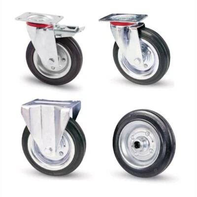 Ruote piroettanti industriali rotelle Piene Girevoli con Piastra per Carrelli - Immagine 1 di 4