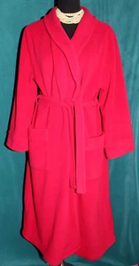LL BEAN Cranberry Red Fleece Long Robe + Tie Pockets Shawl Collar KIDS XL 18 - Picture 1 of 4