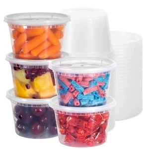 Deli Containers With Lids 16 Oz 24 Pack Soup Freezer Take Out Plastic Bowls With - Picture 1 of 7