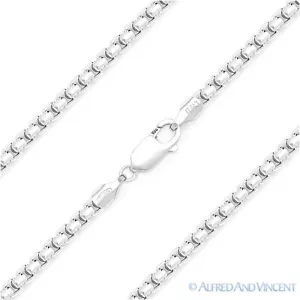 Collar de cadena italiana de eslabones de 1,5 mm de caja redonda de rodio de plata de ley 925 Italia - Imagen 1 de 2