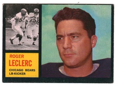 1962 Topps #19 Roger LeClerc, Chicago Bears - Image 1 of 3