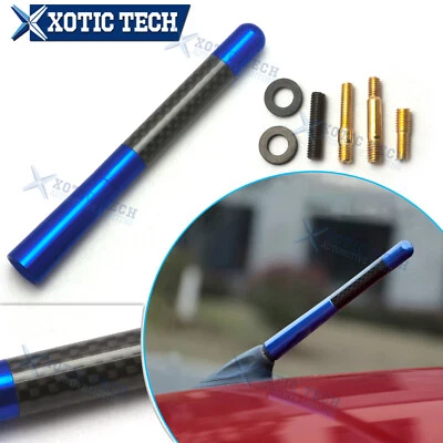 Антенна автомобильная радио из углеродного волокна синяя в нормандском стиле алюминиевая короткая 4,7 дюйма винтовой тип AM/FM - Изображение 1 из 4