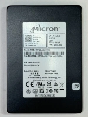 DELL CYNJD MTFDDAK512TBN MTFDDAK512TBN-1AR1ZABDA 512GB 6Gb/s SATA 2.5" SSD - Image 1 of 4