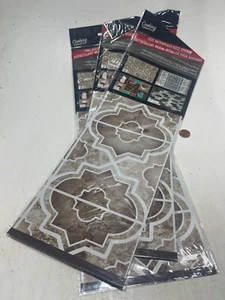 Lot Of 3! Brown Marble Quatrefoil Tile Foil Backsplash Wall Art Decal - Picture 1 of 3