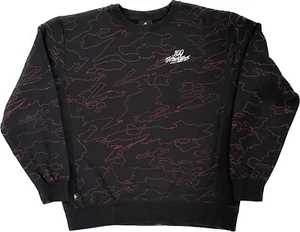100 THIEVES Geography Heavy PO Sweatshirt mit Rundhalsausschnitt Medium schwarz rot verblasste MÄNGEL - Bild 1 von 12