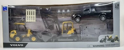 VOLVO New Ray 1/18th Scale Construction Excavator, Loader, Truck & Trailer Set!! - Image 1 of 4
