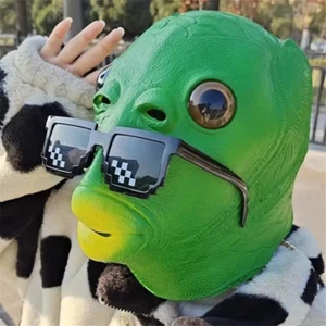 Green Fish Head Mask Animal Headgear Prank Funny Props Party Cosplay Carnival - Picture 1 of 3