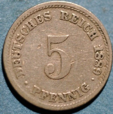 Germany Empire 5 Pfennig 1889 D KM# 3 - Image 1 of 2
