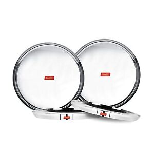 Set of 4 Stainless Steel Heavy Gauge Dinner Plates with Mirror Finish 30.5 cm