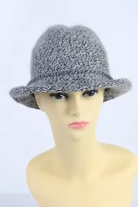 Vintage 1980s Fashion Womens Winter Knit Trilby Hat Cord Lined Multi - HAT1038 - Picture 1 of 4