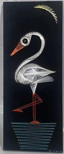 Vintage Mid Century Flamingo String Art 20 x 8” Retro MCM - Picture 1 of 6