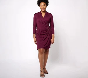 Vestido Belle by Kim Gravel Talla XL Cada Ocasión Perfecto Envolvente Burdeos A609992 - Imagen 1 de 1