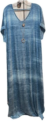 NWT LuLaRoe 3XL Blue & Aqua Ombré Striped Long Macy Maxi Dress - Image 1 of 4