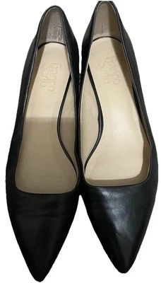 Zapatos de salón Franco Sarto de cuero negro con tacones plateados 9 Foto 1 de 4