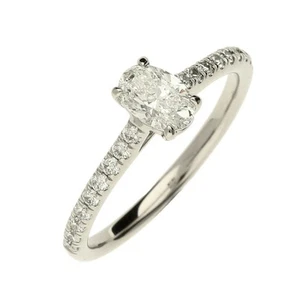 Ladies Platinum Oval Diamond Shoulders Ring - Size M - 0.75ct - Picture 1 of 4