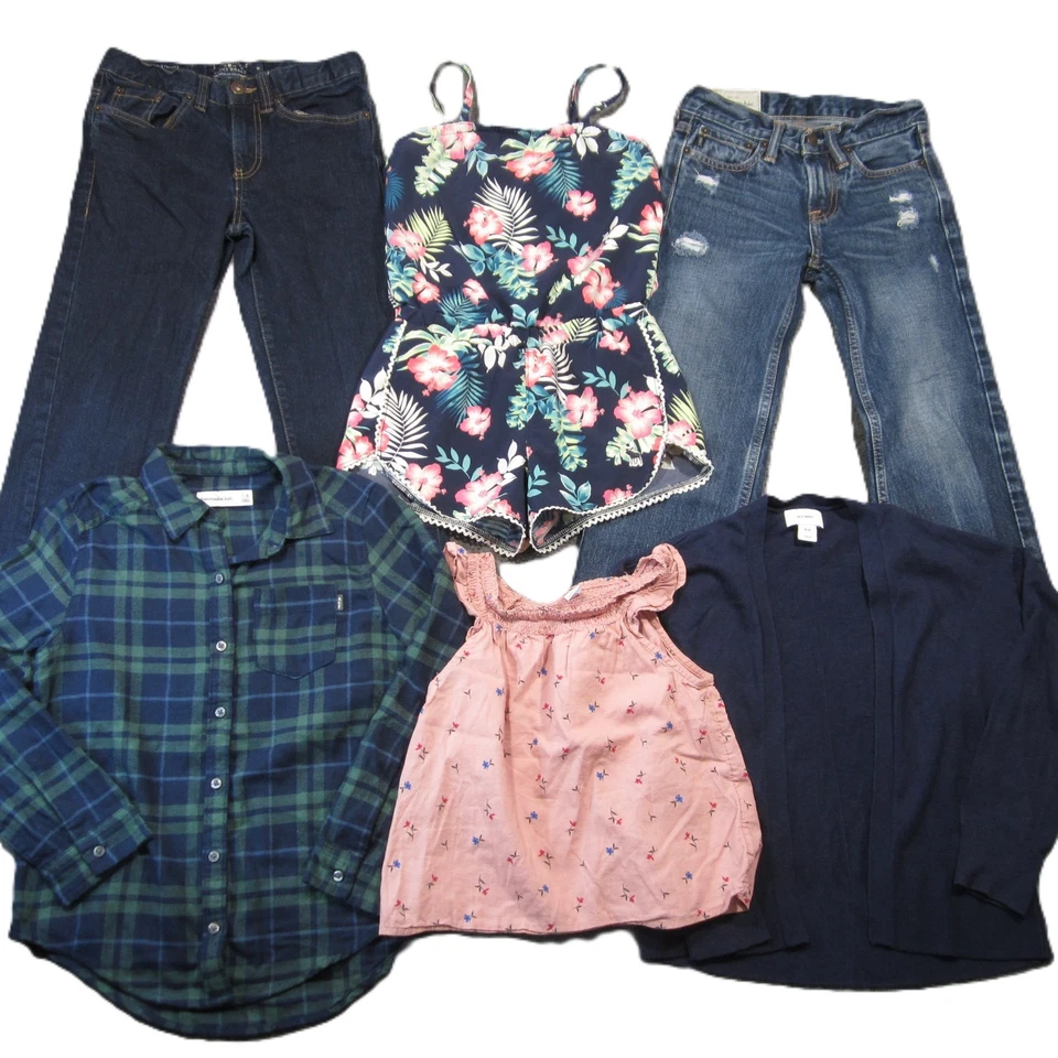 Lote de 6 Trajes Niñas 6/8 Jeans Mameluco Abercrombie Old Navy School Preppy Class Foto 1 de 4
