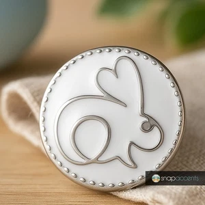 Rabbit Snap Jewelry Ginger Charm 18MM White Bunny Animal Snap Charm Button - Picture 1 of 8