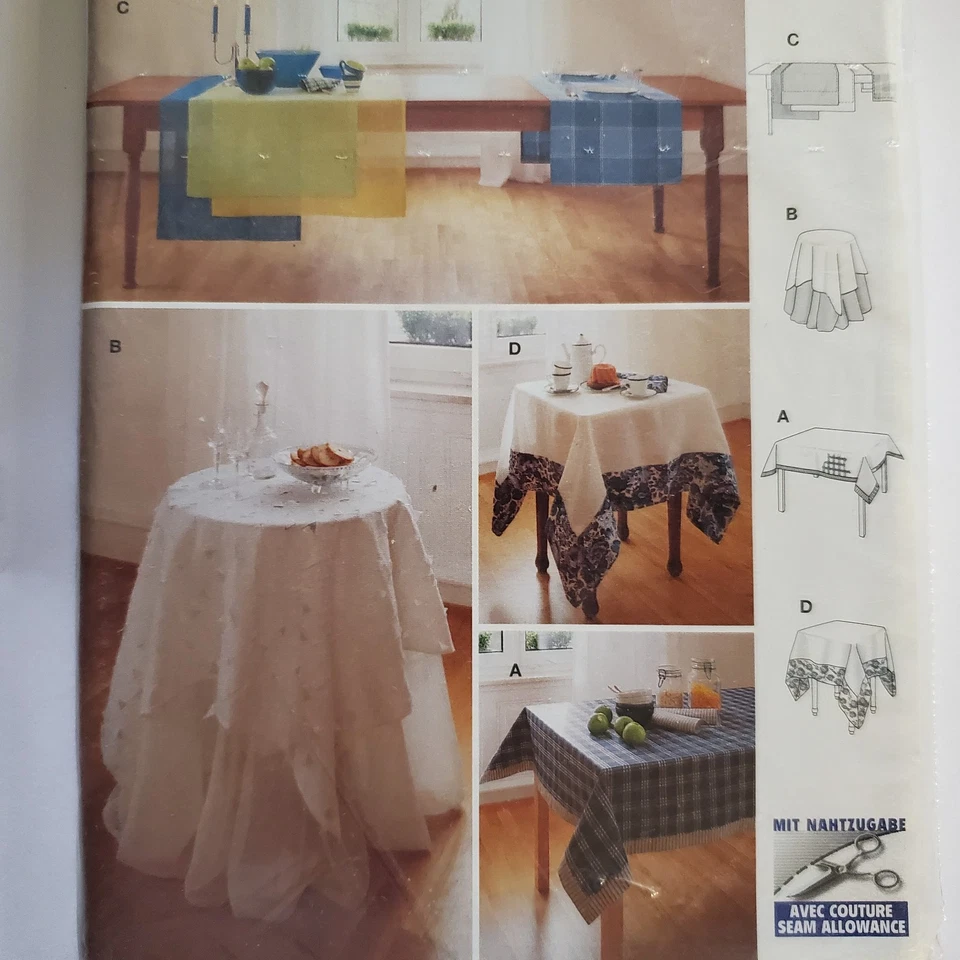 80s Burda Deco Pattern 1983 Table Cloth Round Square Oblong Variations - Image 1 of 3