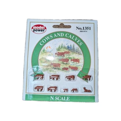Model Power N Scale Cows & Calves Set. #1351. New Brown F or Model Trains - Image 1 of 2