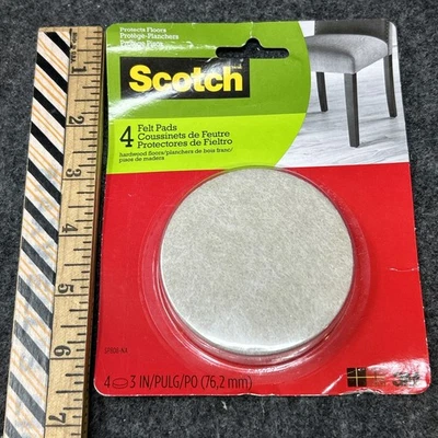 NEW Scotch Felt Pads 3 Inch Set Of 4 Floor Protectors Furniture Hardwood Surface - Image 1 of 4