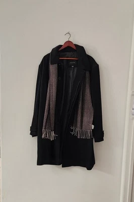 Structure Black Men's Wool Pea Coat Or Pilot's Jacket Size 2X (Free Scarf!) - Image 1 of 4