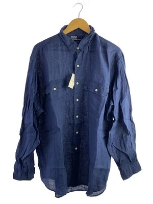 POLO RALPH LAUREN Long Sleeve Shirt, XL, Linen, NVY, Solid Color Used - Image 1 of 4