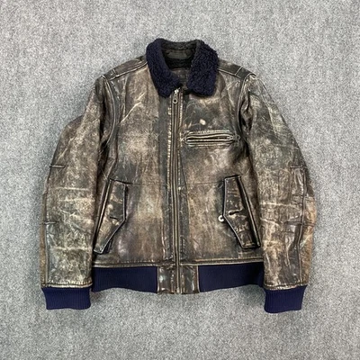 Chaqueta Gap Para Hombre Mediana Marrón Desteñida 1969 Sherpa Forrada Bombardero Aviador Cremallera Foto 1 de 4