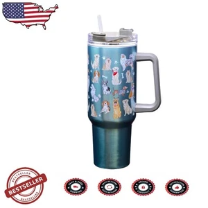 Elegant 40 oz Dog Doodles Stainless Steel Travel Mug - Perfect for Hot & Cold - Picture 1 of 2