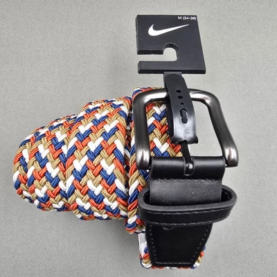 Nike ремень средний 34 36 мужской оранжевый синий эластичной плетеный гольф комфорт новый - Изображение 1 из 4