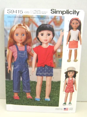 Mono, falda, tops, diadema y patrón de sombrero Simplicity 9415 para muñeca de 14" sin cortar Foto 1 de 2