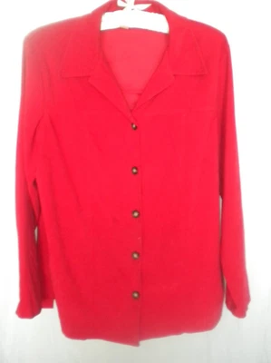 Blusa o Camisa SAG HARBOR Roja Gamuza Talla M Mangas Largas Botones Caja09 Foto 1 de 4