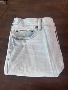 Pacsun women stacked skinny jeans 32 X 30 Ripped Light Blue Tapered Leg 5 Pocket - Picture 1 of 8