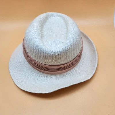 Sombrero Betmar Fedora Mujer Mediano Blanco Ala Ancha Rosa Cinta Verano Sol Elegante Foto 1 de 4