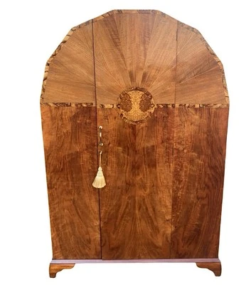 Art Deco Hexagonal Topped Walnut Inlaid Wardrobe - Image 1 of 4