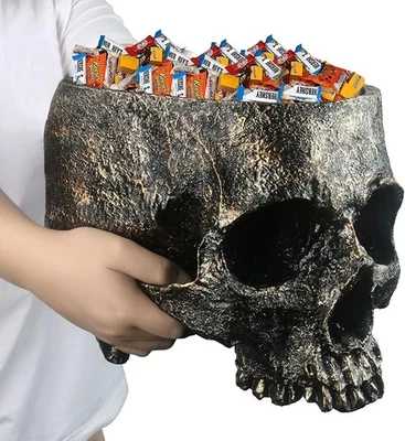 Extra Large Halloween Skull Candy Dish Deep Skull Head Candy Bowl 7 Lbs Capacity - Image 1 of 4