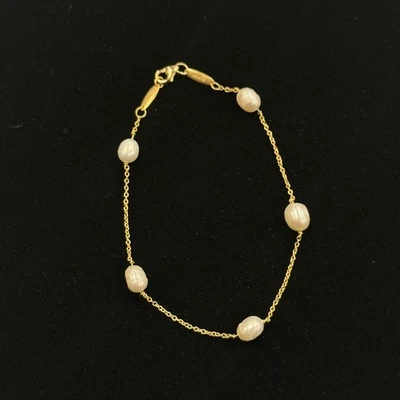 Tiffany & Co. Elsa Peretti 18K Yellow Gold Pearls by the Yard Bracelet 7” - Image 1 of 4
