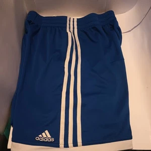 Adidas Navy Blue 3 Stripe Athletic Shorts Sz Youth  large 14-16 - Picture 1 of 4