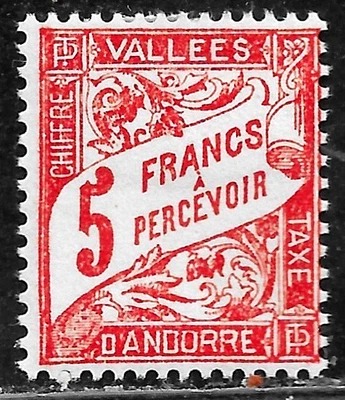 HICK GIRL- MINT FRENCH ANDORRE STAMP   SC#J20  1941  POSTAGE DUE     M70 - Image 1 of 2