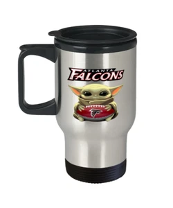 Atlanta FALCONS Fan Gift Cute Yoda FALCONS Coffee Travel Mug Christmas Gift - Picture 1 of 2