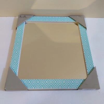 NEW Malden Chevron Frame Mirror 8" x 8"  20.3cm x 20.3cm Teal  & White - Image 1 of 4