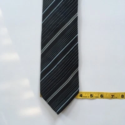 gravata giorgio armani listras cinza pretas feitas na Itália gravata 100% seda pa0517 - Imagem 1 de 4