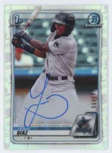 2020 Bowman Chrome 1st Refractor Lewin Diaz Auto /499 Marlins #CPA-LD C01